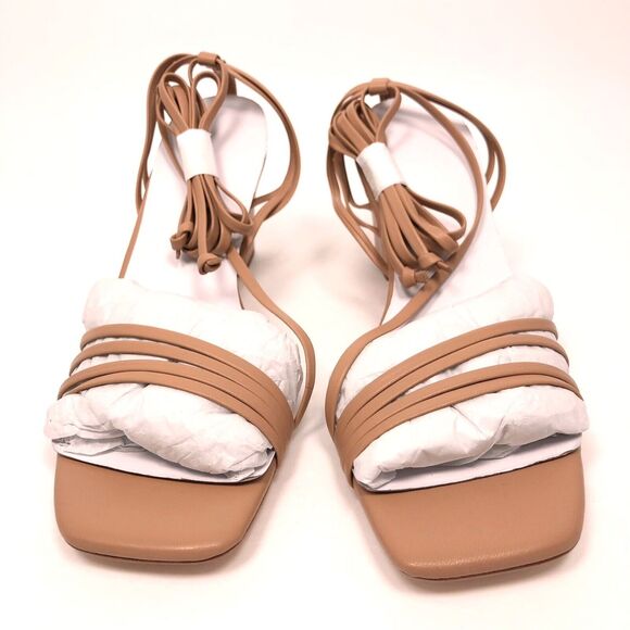 New OpBx Loeffler Randall Prisca Ankle Wrap Sandals Leather Strappy Dune Size 7 - Picture 4 of 11
